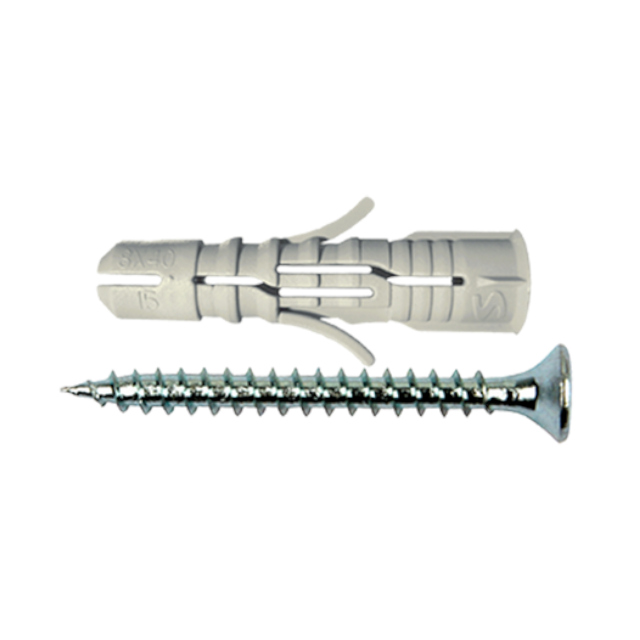 (εικόνα για) Βύσματα νάιλον ⌀6x30mm με γαλβανιζέ φρεζάτες βίδες 5x35mm Pozidrive (20 τεμάχια)