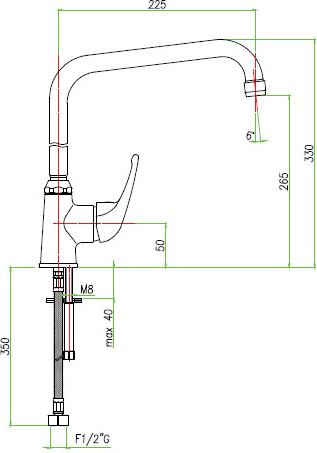 Dimensional diagram of FIORE Altura Mia 29CR4610