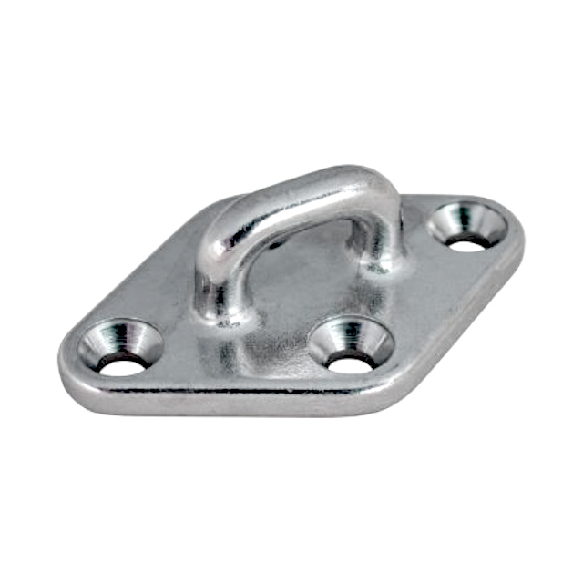 (image for) Pad eye, oblonge base, investment cast, polished stainless steel AISI 316