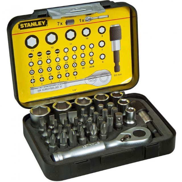(image for) Mini set with hex sockets, bits and ratchets ¼″ (39 pieces)