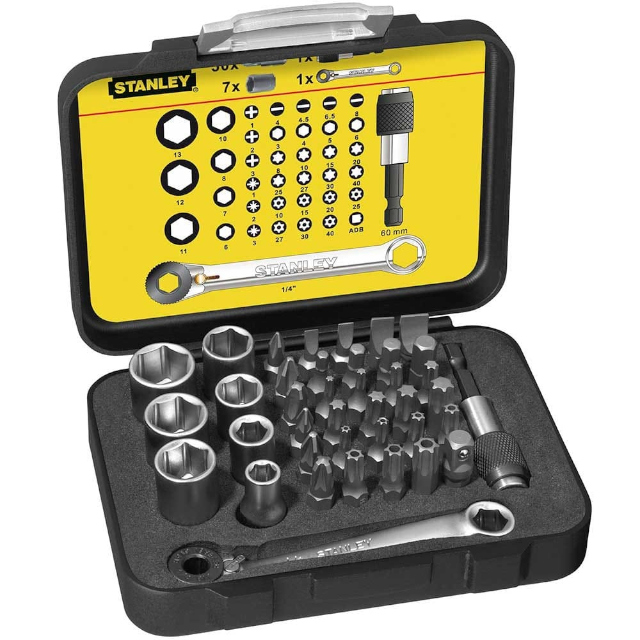 (image for) Mini set with hex sockets, bits and ratchets ¼″ (39 pieces)